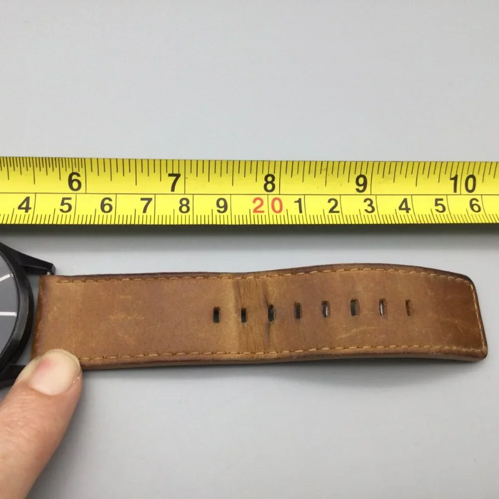 MVMT Classic Watch Men 45mm Black Date Brown Leather Band New Battery